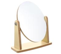 WEKADRIN Miroir de Maquillage Rotatif en Bois Miroir de Vanité Rond Bureau Surface Claire HD Entretien Facile Accessoire Cosmétique Élégant pour Usage Quotidien et