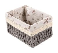 WEKADRIN Panier de Rangement Tressé avec Doublure pour Bureau et Maison Panier de Rangement Polyvalent pour Clés Fruits et Accessoires Tissu Gris à Motifs