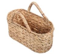 WEKADRIN Panier Ovale Tressé Main en Jonc de Mer avec Poignées Souples Panier Décoratif de Rangement Petit Format et Fruits Respirant Cuisine et Marché