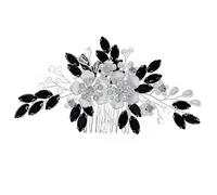 WEKADRIN Peigne à Cheveux Décoratif Perles et Fleurs avec Noir Insert pour Coiffure de Mariée et Demoiselle Honneur Accessoire Élégant et Réutilisable pour Chignon et Cheveux Longs