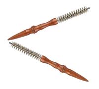 WEKADRIN Peigne à Rouleau Spirale Mini 2 Pièces Brosse de Coiffage Ronde pour Cheveux Bouclés et Barbe Manche Bois Peigne Antistatique Portable pour Brushing et Retouches Voyage