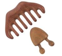 WEKADRIN Peigne En Bois Naturel Multifonction 2 Pièces Outil Facial Gua Sha Massage Nuque Peignes à Cheveux Pour Femmes Petit Masseur Adapté Maison Bureau Voyage