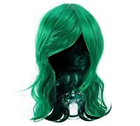 WEKADRIN Perruque Longue Bouclée Synthétique Verte pour Femme Perruque Cosplay Confortable et Respirante Style Naturel et Résistant Chaleur Accessoire Cheveux pour Fête et Quotidien
