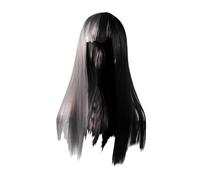 WEKADRIN Perruque Synthétique Longue Noire et Grise Wig Droite Effet Naturel pour Cosplay et Fête Accessoire Cheveux pour Halloween et Carnaval