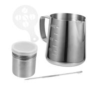 WEKADRIN Pichet Lait Inox avec Graduation Set Complet de Acier Inoxydable Pichet Mousse Lait pour Cappuccino et Espresso Crémier Latte Art Professionnel pour
