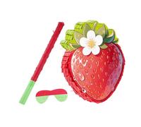 WEKADRIN Piñata Fraise Rouge Carton avec Bâton et Masque pour Yeux Décoration Confettis pour Fête Anniversaire Thème Fruits Été Accessoire Jeu Festif pour Garçon Fille