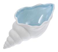 WEKADRIN Plateau à Bijoux en Céramique Forme de Coquillage Conque Décoratif Bleu Méditerranéen, Bol Organisateur pour Bagues et Petits Objets, Accessoire Déco Maison Bureau, Rangement