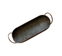 WEKADRIN Plateau de Rangement Métal Ovale avec Poignées Plateau à Forgé Vintage Organiseur Cuisine Multifonction pour Petit Rangement et Repas