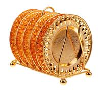 WEKADRIN Plateaux à Collation 7 Pièces en Fer Doré avec Support de Rangement Assiettes à Fruits et Snacks pour Maison Bureau et Fête Ensemble Élégant pour Servir Bonbons et Desserts