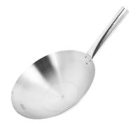 WEKADRIN Poêle Wok en Acier Inoxydable 24 Cm, Poignée Soudée, Compatible Cuisinière à Gaz et Électrique, Wok Chinois Résistant à L'usure pour Friture et Cuisson au Gril