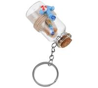 WEKADRIN Porte-clés Flacon Mini Verre avec Bouchon Liège Décor Ancre Charm Porte-accessoires Petit Bocal Suspendu pour Souhaits et Décoration