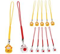WEKADRIN Porte-clés Maneki Neko Chat Clochette, Lot de 12 Décorations Suspendues Couleur Aléatoire, Accessoires Décoration Intérieure pour Femmes et Hommes