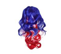 WEKADRIN Postiche Longue Bou pour Femme Postiche de Déguisement aux Trois Couleurs Bleu Blanc Rouge Légère Bonnet Respirant pour Fête Carnaval et Cosplay