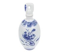 WEKADRIN Pot à Saké en Céramique Épaisse Bleu et Blanc 1 Jin Motif Lotus et Poisson - Bouteille de Conservation du Vin Traditionnelle pour Maison, Restaurant et Bar - Couleur Aléatoire