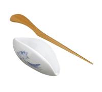 WEKADRIN Récipient à Thé Chinois en Céramique Vintage Assiette pour Feuilles de Thé et Grains de Café Design Lotus Unique Usage Quotidien