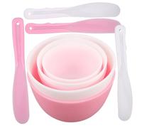 WEKADRIN Set de Bols Silicone pour de Masques Faciaux Kit DIY avec Spatule Pinceau et Cuillère Doseuse Outils de Soin Visage Flexibles et Faciles à Nettoyer Rose et Blanc