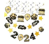 WEKADRIN Set de Décoration Nouvel An avec Bannière Rubans Spirales et Fanions Accessoires Festifs pour Fête et Arrière-plan Fournitures de Fête Durables et Polyvalentes