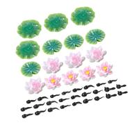 WEKADRIN Set de Figurines Miniatures pour Jardin Accessoires Étang Artificiel Résine Nénuphars Flottants Statues d'Amphibiens et Têtards Décorations Lotus Colorées pour Aquarium et Jardins