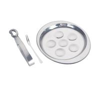 WEKADRIN Set Plat Escargot Inox avec Fourchette et Pince Positions pour Cuisson et Service pour Escargots Sushi et Fruits de Mer
