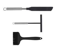 WEKADRIN Spatule à Crêpes en Acier Inoxydable 3 Pièces Racloir Résistant à la Chaleur Kit Ustensiles pour Crêpière Petit-Déjeuner et Cuisson Pancake Uniforme