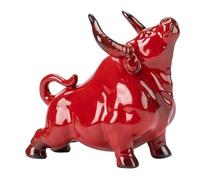 WEKADRIN Statue de Taureau Céramique Rouge Feng Shui Décoration de Bureau et Maison Ornement de pour Carrière et Succès Sculpture Artisanale pour Bureau et Salon