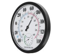 WEKADRIN Thermomètre Mural Étanche sans Piles, Hygromètre Multifonctionnel Précis pour Jardin et Intérieur, Grand Cadran Noir Facile à Lire, Décoration Murale Pratique et Résistante