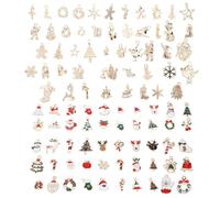 WEKAMOS 100 Pièces Pendentifs Thème de Noël Accessoires de Décoration Créatifs en Métal Kc Doré 100 Gouttes d'Huile pour Bijoux DIY Bracelets Colliers et Décorations de Sapin