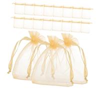 WEKAMOS 100 pièces Sacs Organza Doré avec Cordon Pochettes Bijoux Petites pour Bonbons Mariage et Fête