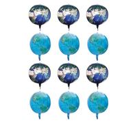WEKAMOS 12 Pièces Lot de Ballons Globe Terrestre Aluminium pour Décoration Fête Anniversaire et Thème Planète Accessoires de Fête Intérieur et Extérieur Décorations Ballons Carte Du Monde