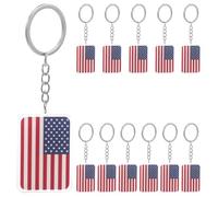 WEKAMOS 12 Pièces Lot de Porte-clés Acrylique Drapeau Américain pour Utilisation Quotidienne et Voyages, Design Patriotique Unique et Facile à Attacher pour Célébrer la Fête de