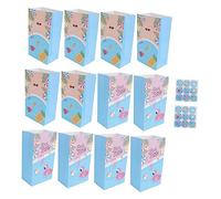 WEKAMOS 12 pièces Sachets Papier à Motif Animaux pour et Petits Lot Dautocollants Pochette pour et Anniversaires