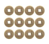 WEKAMOS 12 Pièces Vintage Brass Feng Shui Coins for Wealth and Success Chinese Auspicious Car Hanging Ornaments for Luck Health and Prosperity