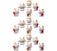 WEKAMOS 18 Pcs Miniature Lucky Cat Figurines Mini Resin Fortune Cat Statues for Dollhouse Cake Toppers and Indoor Plant Decorations