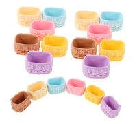 WEKAMOS 18 Pcs Miniature Woven Basket Set Dollhouse Picnic Kitchen Accessories Mini Flower Bread Storage Baskets for Pretend Play and Fairy Garden Decor