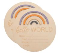 WEKAMOS 2 Pcs Panneau en Bois pour Annoncer la Naissance Annonce de Naissance Nom Bébé pour Bébé Rond Design Délicat Décoratif pour Décoration Murale de Chambre Couleur Aléatoire