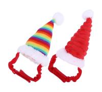 WEKAMOS 2 Pièces Chapeau de Noël pour Petits Animaux avec Lanière Réglable Bonnet Rouge Doux Accessoire Festif pour Lapin Hamster Cochon Lot
