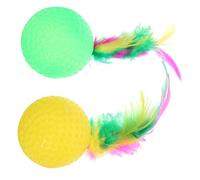 WEKAMOS 2 pièces Lot de Balles Éponge pour Chat avec Queue Colorée Jouets Interactifs Griffures pour Instincts Naturels et Lien Animal pour Jeux Dintérieur Couleur Couleur Aléatoire