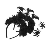 WEKAMOS 2 Pièces Rose Headband With Gothic Bat And Spider For Women Halloween Cosplay Party Dark Floral Costume Accessories