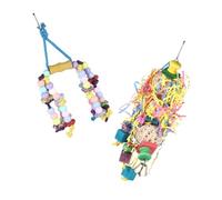 WEKAMOS 2 pièces Suspendu pour Perroquet à Mordre et Dessiner Accessoire Créatif Corde pour Oiseaux avec Couleurs Aléatoires Couleur Aléatoire Couleur Aléatoire
