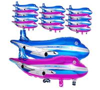 WEKAMOS 20 pièces Ballons Aluminium Avion Bleu et Rose Décoration Anniversaire Festive et Résistants pour Fêtes et Événements Variés