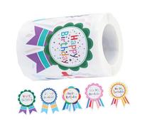 WEKAMOS 200 Pièces Autocollants Joyeux Anniversaire pour Garçon Fille Badges Autocollants Auto-adhésifs Décorations Festives pour Fête Anniversaire Récompenses pour Jeux Classe et