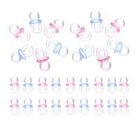WEKAMOS 200 Pièces Mini Sucettes Acryliques Transparentes avec Suspendu Charms DIY Accessoires de Décoration pour Shower Confettis de Table et Faveurs de Fête Lot Rose et Bleu