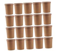 WEKAMOS 25 ensembles Gobelets Soupes Jetables Papier Kraft avec Revêtement PE Étanche et Couvercle Bols Ronds Résistants pour Plats à Emporter Porridge et Stockage