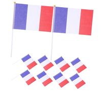 WEKAMOS 25 pièces Petit Drapeau Français à Main Polyester Résistant Décoloration avec pour Décoration Bureau Fête Nationale