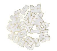 WEKAMOS 26 pièces Patchs Lettres Thermocollantes Brodés Appliques Anglais Adhésives pour Vêtements Chapeaux et Sacs Réparation et Décoration Facile Blanc