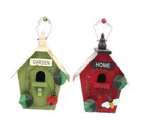 WEKAMOS 2pièces Nichoirs à Oiseaux Bois Naturel Lot de Maisons Suspendues avec Corde pour Décoration Extérieure Et Intérieure pour Jardin Balcon