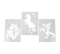 WEKAMOS 3 Pièces Lot de 3 Pochoirs de Peinture Licorne Creux en Plastique Réutilisable, Modèles Artistiques pour Loisirs Créatifs, Activités Artistiques de Noël et Projets DIY, Fournitures