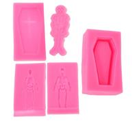 WEKAMOS 3 Pièces Moule Silicone Halloween Coffret Crâne pour Résine Époxy DIY Porte- Décorations Détaillées Kit Rose Polyvalent et Réutilisable