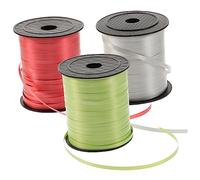 WEKAMOS 3 rouleaux Ruban pour Ballons DIY et Pratique Plastique pour Cadeau Décoration Fête et Bricolage Assortiment Rouge et Vert