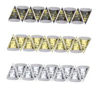 WEKAMOS 30 Pièces Lot de Chapeaux Cônes Fête An pour Garçon Fille et Adultes Accessoires Photo Colorés Noirs Dorés et Argentés et Réutilisables